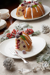 Piece of Christmas Cranberry Cake