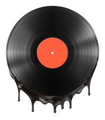 Naklejka premium hot or melted vinyl record disc isolated on white