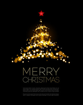 Shiny Christmas tree  in black poster