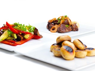 grilled fresh meat and vegetables