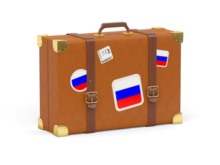 Suitcase with flag of russia