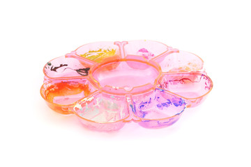 used pink palette  on white background