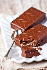 dark chocolate cakes and spoon