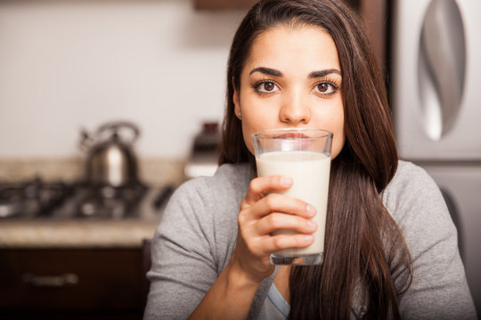 Drinking A Glass Of Milk