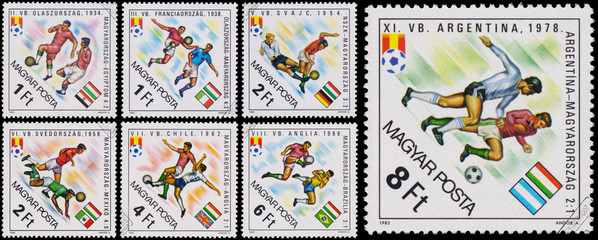 Stamp printed in Hungary shows the "World Cup Football Champions