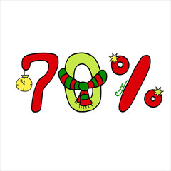 Christmas sale symbol for 70 % discount