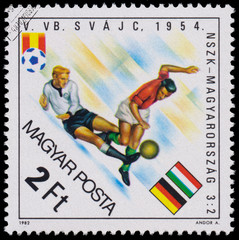 Stamp printed in Hungary shows the "World Cup Football Champions