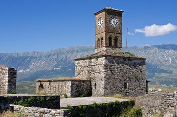 Fototapeta na wymiar Ruins of old castle in Gjirokaster, Albania