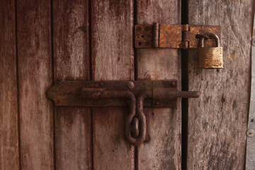 locked old wooden door.
