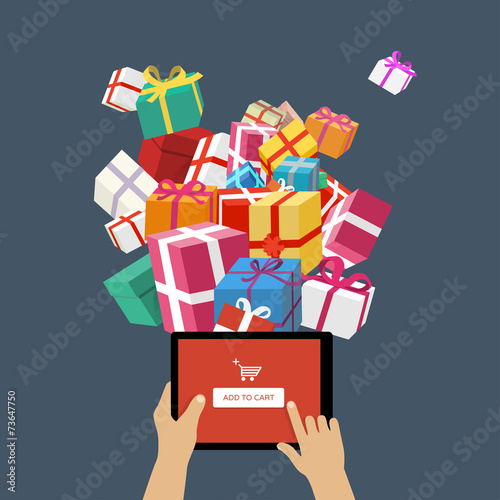 "Ordering christmas gifts online" Stock image and royaltyfree vector