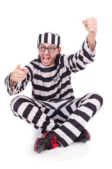 Prison inmate isolated on the white background
