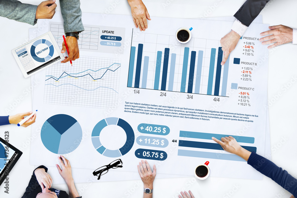 Wall mural business people meeting planning analysis statistics concept - Wall murals