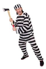 Prison inmate isolated on the white background