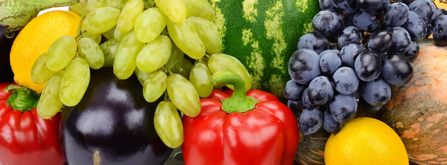 bright background of fruits and vegetables
