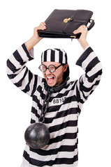 Prison inmate isolated on the white background