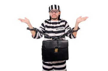 Prison inmate isolated on the white background