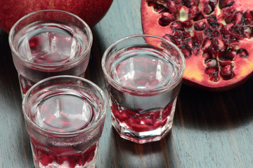 Pomegranate vodka shots.