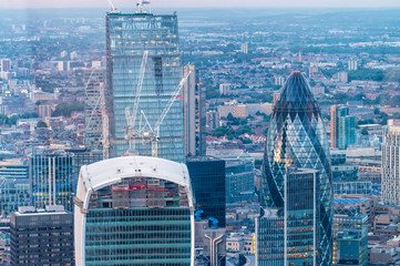 Stunning aerial view of London night skyline