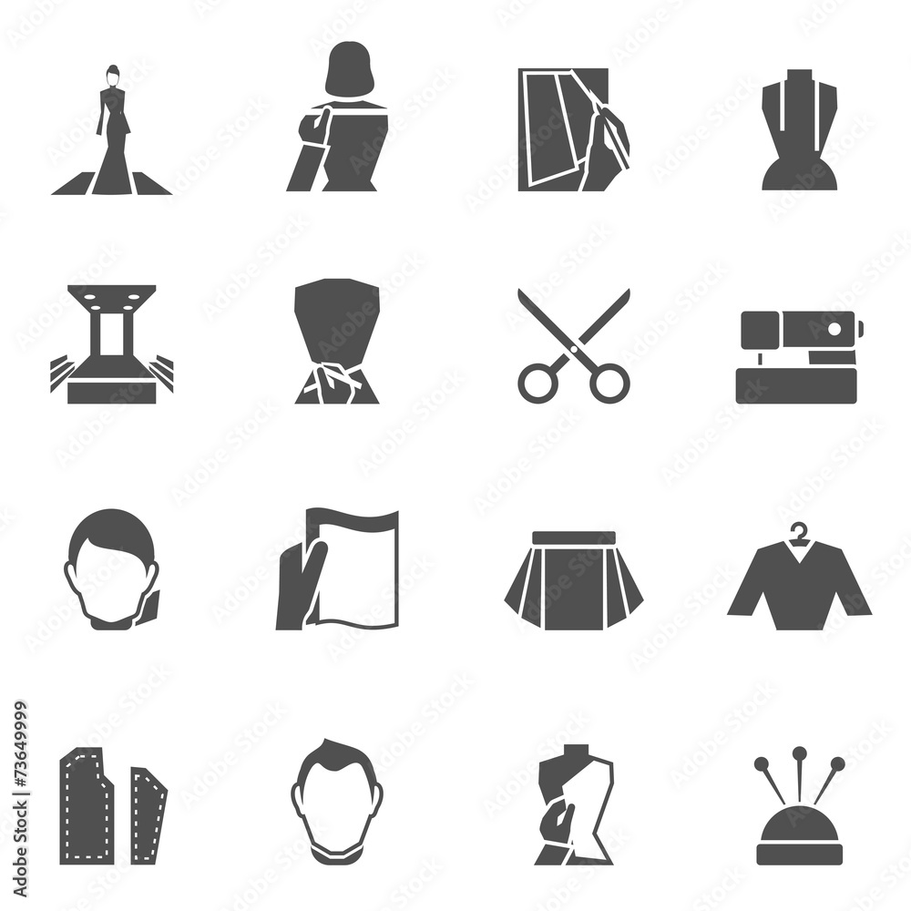 Sticker Clothes designer icons black