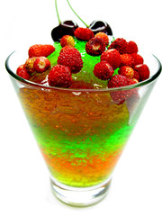 fruit jelly dessert with strawberry
