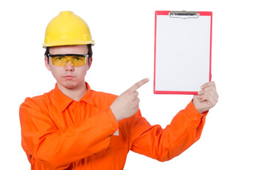 Industrial worker isolated on the white background