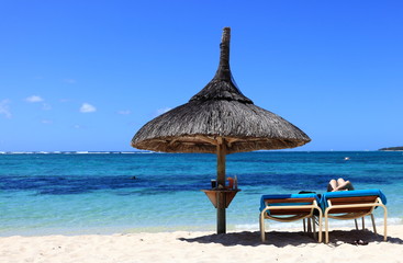 détente sur plage de l'île maurice