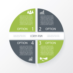 Business concept design with circle 4 segments. Infographic