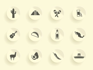 Mexican icon set on stickers