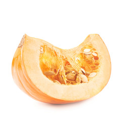 Orange pumpkin slice piece isolated