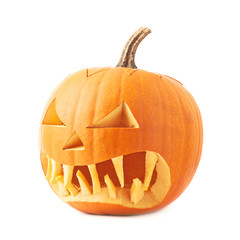 Jack-o'-lanterns orange pumpkin head isolated