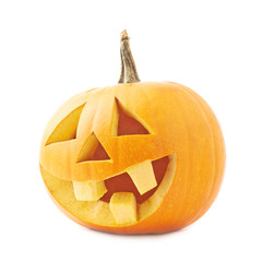Jack-o'-lanterns orange pumpkin head isolated