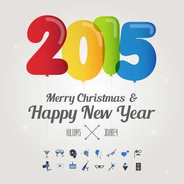 balloon number on merry christmas and happy new year 2015 concep