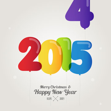 balloon number on merry christmas and happy new year 2015 is com