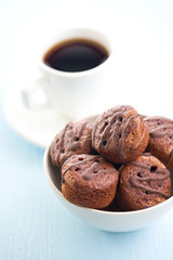 sweet dessert with chocolate and fruity jam