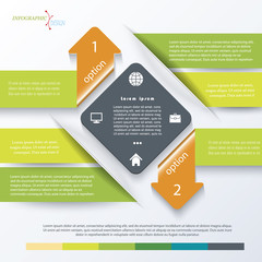 Green business concept design with arrows. Infographic template