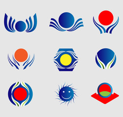 Sun logo Icons element Set