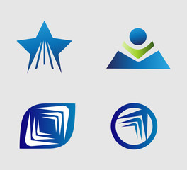 Unusual Flat Logo set for travel, transport, media, technical