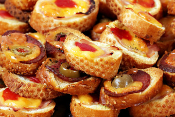 bruschette close up food background