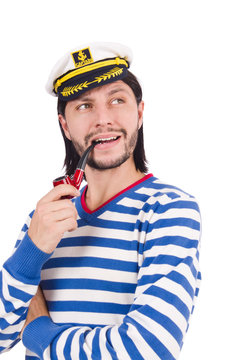 Funny sailor isolated on the white