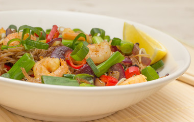 Pad Thai with noodles and prawns