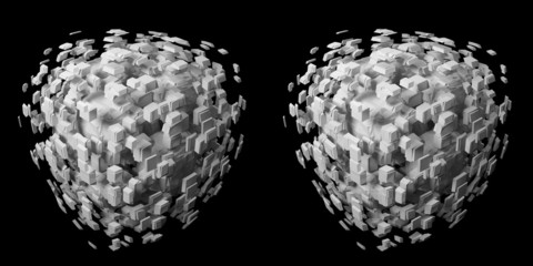 Solid 3D fractal stereo pair. - obrazy, fototapety, plakaty