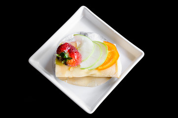 crape cake roll with fruit