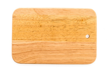 Wooden cutting board isolated on white background