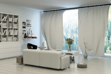 Comfortable living room overlooking a garden