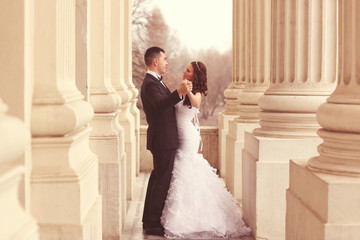 Bride and groom in the city