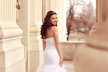 Bride and groom in the city