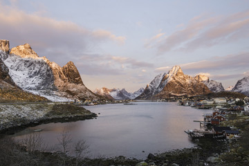 Fototapeta na wymiar Sunrise over Reine, Norway