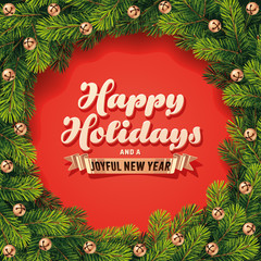 Detailed Holidays Wreath Card