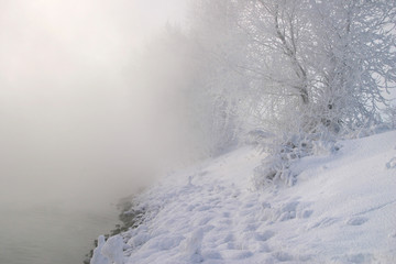 Fototapeta premium winter morning on the river