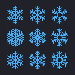 Naklejka na ściany i meble Snowflakes Set for christmas winter design. Vector